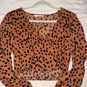 Women's Brown Leopard Print Top